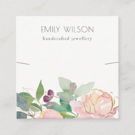Tarjeta De Visita Cuadrada Pantalla dorada Rubor de collar de bollos florales