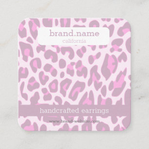 Tarjeta De Visita Cuadrada Pantalla Jewelry Stud Display Pink Leopard Print H