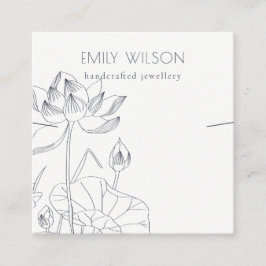 Tarjeta De Visita Cuadrada Pantalla Mínima De Collar De Esquema De Flores De 