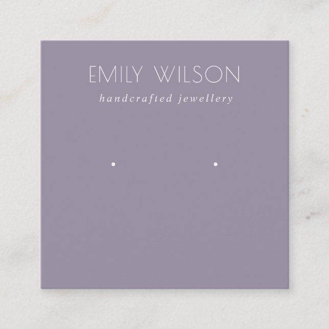 Tarjeta De Visita Cuadrada Pantalla Mínima Sencilla Dusky Lilac Purple Earrin (Anverso)