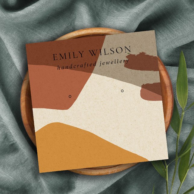 TARJETA DE VISITA CUADRADA PANTALLA MODERNA ABSTRACTA TERRACOTTA DE ARTE ROJO (Subido por el creador)