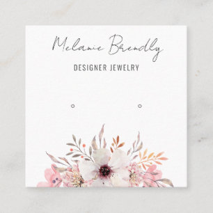Tarjeta De Visita Cuadrada Pantalla moderna de Joyería Floral Rosa