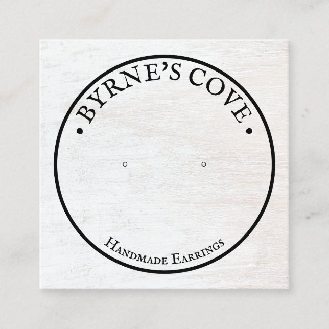 Tarjeta De Visita Cuadrada Pantalla Rústica De Stud De Madera Blanca (Anverso)