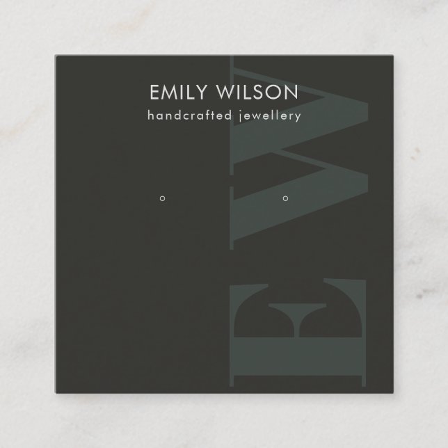 Tarjeta De Visita Cuadrada Pantalla Rústica Negrita Negrita Monograma Stud de (Anverso)