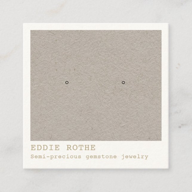 Tarjeta De Visita Cuadrada Pantalla sencilla de joyas de Kraft Earring (Anverso)