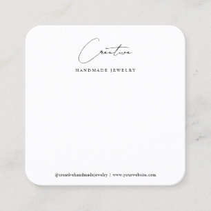 Tarjeta De Visita Cuadrada Pantalla sencilla manuscrita manuscrita de joyas