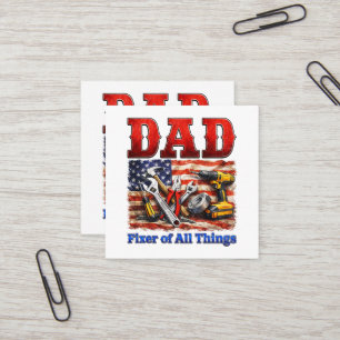 Tarjeta De Visita Cuadrada Papá Divertido que Arregla Todo