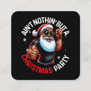 Tarjeta De Visita Cuadrada Papá Noel afroamericano pijama de Navidad