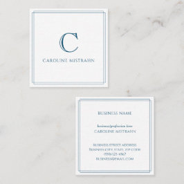 Tarjeta De Visita Cuadrada Papel de carta elegante con borde azul marino mono