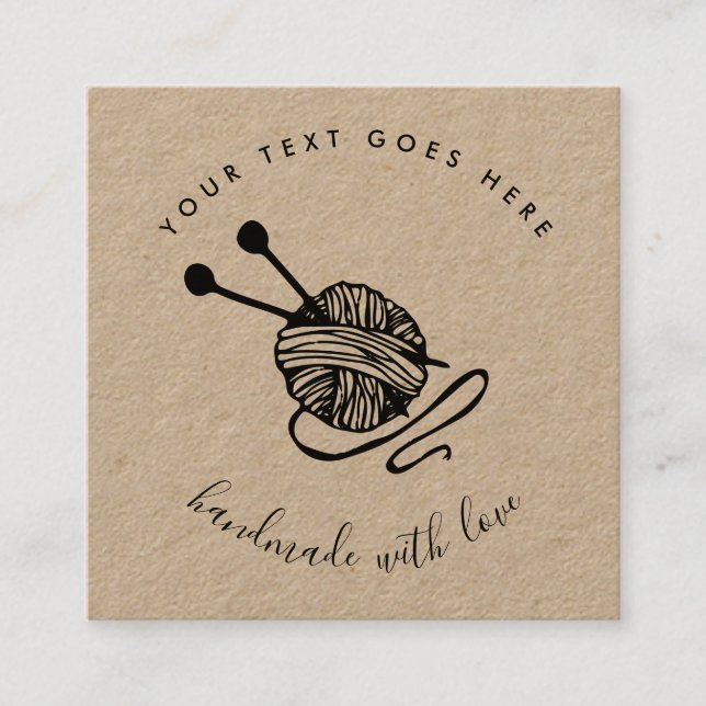 Tarjeta De Visita Cuadrada Papel de Kraft marrón para el tejido artesanal (Anverso)