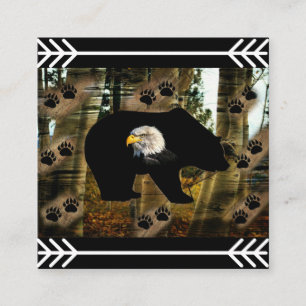 Tarjeta De Visita Cuadrada Papel de oso negro de águila de águila de águila p