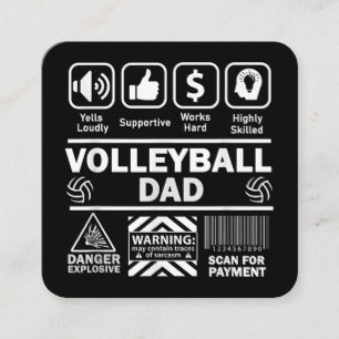 Tarjeta De Visita Cuadrada Papel de voleibol con contenido gracioso de padre 