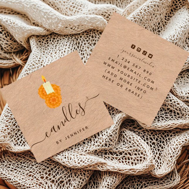 Tarjeta De Visita Cuadrada Papel estilo Kraft para velas caseras y medios soc (Subido por el creador)