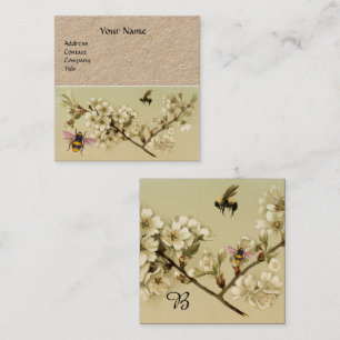 Tarjeta De Visita Cuadrada Papel Kraft de MONOGRAM para abejas y ROSAS SALVAJ