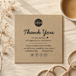 Tarjeta De Visita Cuadrada Papel Kraft Logo Personalizado Gracias Por Su Nego
