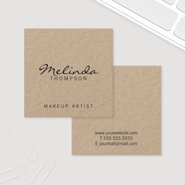Tarjeta De Visita Cuadrada Papel Kraft moderno profesional (Subido por el creador)