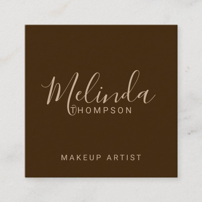 Tarjeta De Visita Cuadrada Papel Kraft profesional de escritura moderna (Anverso)