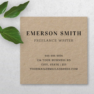 Tarjeta De Visita Cuadrada Papel Kraft profesional minimalista moderno