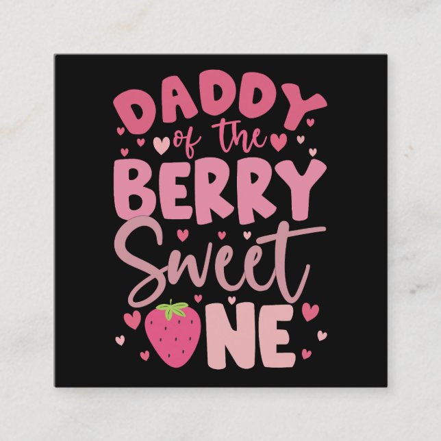 Tarjeta De Visita Cuadrada Papi Del Berry Sweet One Strawberry Birthday (Anverso)