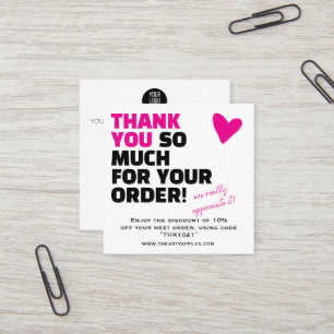 Tarjeta De Visita Cuadrada Paquete de inserción de agradecimiento personaliza
