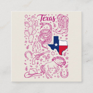Tarjeta De Visita Cuadrada Paquete Vaquero de Texas Vibraciones Western