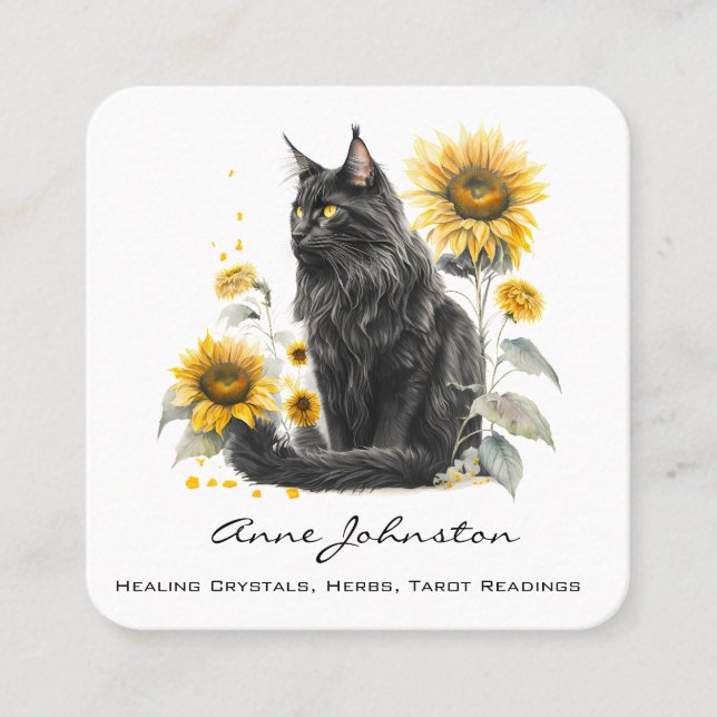 Tarjeta de visita cuadrada para gatos negros y gir (Anverso)