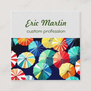 Tarjeta De Visita Cuadrada Paraguas coloridos