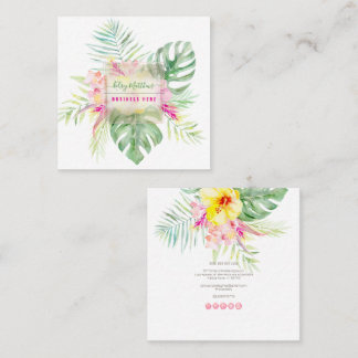 Tarjeta De Visita Cuadrada Paraíso tropical elegante de PixDezines