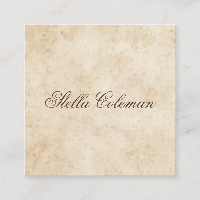 Tarjeta De Visita Cuadrada Parche antiguo de papel rústico (Anverso)
