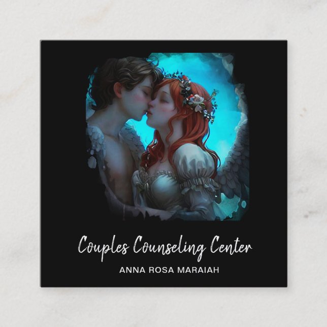 Tarjeta De Visita Cuadrada *~* Pareja QR Angels Asesoramiento matrimonial AP5 (Anverso)