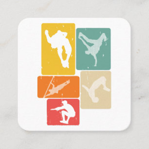 Tarjeta De Visita Cuadrada Parkour Freerunner Traceur Retro Freerunning