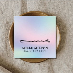 Tarjeta De Visita Cuadrada Pasador de pelo pastel elegante salón