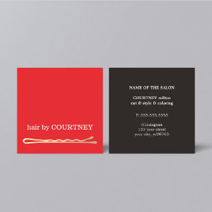 Tarjeta De Visita Cuadrada Pasador elegante minimal rojo gris oscuro falso or