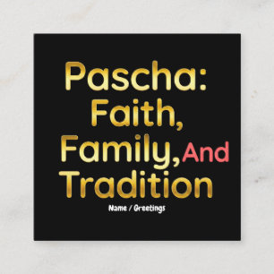 Tarjeta De Visita Cuadrada Pascua Fe Familia y Tradición Cristiana de Pascua