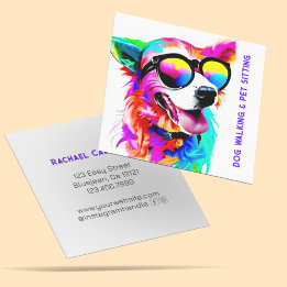 Tarjeta De Visita Cuadrada Paseador de Perros Cuidador de Mascotas Perro Arco