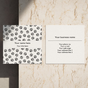 Tarjeta De Visita Cuadrada Pasta de perro, garras de perro, patas de gato, pa