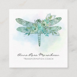 Tarjeta De Visita Cuadrada *~* Pastel acuarela Aqua Bebida Rosa 