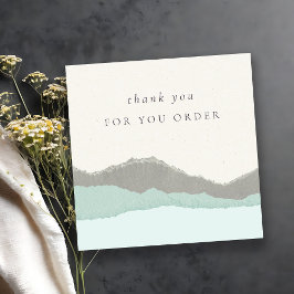 Tarjeta De Visita Cuadrada Pastel Aqua Kraft Mountain Gracias Por Su Orden