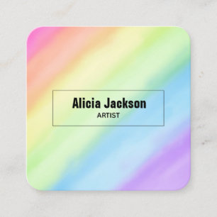 Tarjeta De Visita Cuadrada Pastel arcoiris acuático