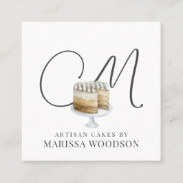 Tarjeta De Visita Cuadrada Pastel de bollería Pastel rosa Elegante