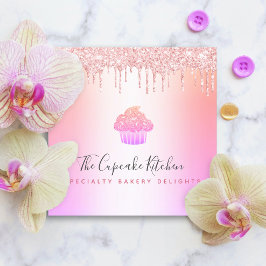 Tarjeta De Visita Cuadrada Pastel de panadería Chef Rosa de arcoiris rosa got