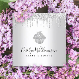 Tarjeta De Visita Cuadrada Pastel de pastelería Pastelería Chef Sliver Purpur