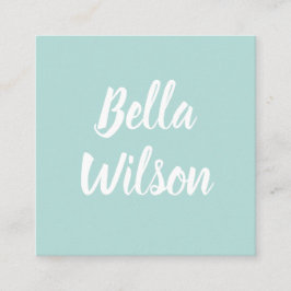 Tarjeta De Visita Cuadrada Pastel minimalista moderno simple de moda azul