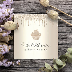Tarjeta De Visita Cuadrada Pastel pastelería Panadería Chef Moda Oro Purpurin