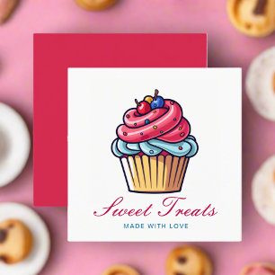 Tarjeta De Visita Cuadrada Pastel Profesional Chef Dulce Tratamientos Pastel