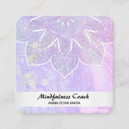Tarjeta De Visita Cuadrada *~* Pastel Resumen Código QR Mandala Reiki Yoga