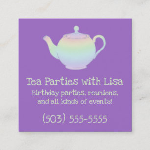 Tarjeta De Visita Cuadrada Pastel Teapot