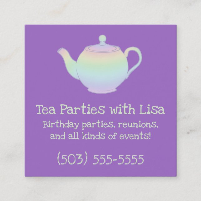 Tarjeta De Visita Cuadrada Pastel Teapot (Anverso)