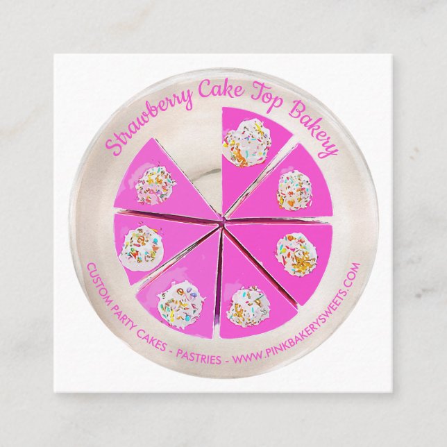 Tarjeta De Visita Cuadrada Pastelería Chef Berry Cheesecake (Anverso)