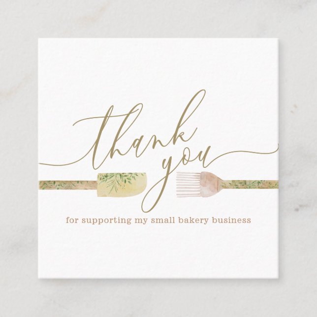 Tarjeta De Visita Cuadrada Pastelería de panadería gracias (Anverso)